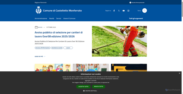 Security scan screenshot of https://www.comune.castellettomonferrato.al.it/it