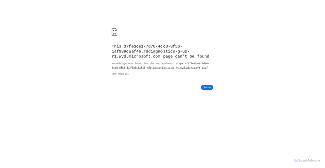 Security scan screenshot of https://37fe3ce1-7d70-4cc8-8f56-1af939c2af46.rddiagnostics-g-us-r1.wvd.microsoft.com