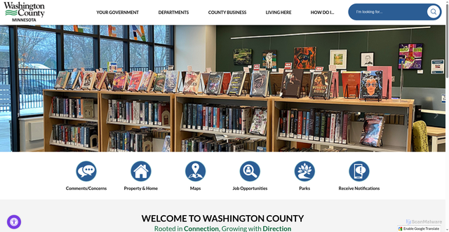 Security scan screenshot of https://washingtoncountymn.gov/