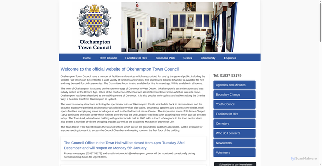 Security scan screenshot of https://www.okehampton.gov.uk/