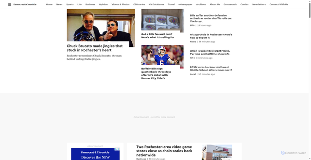 Security scan screenshot of https://democratandchronicle.com