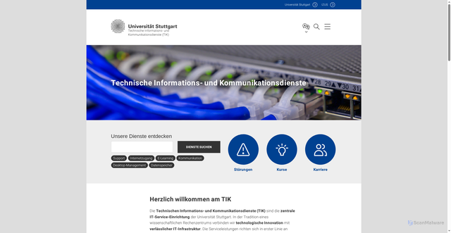 Security scan screenshot of https://tik.uni-stuttgart.de