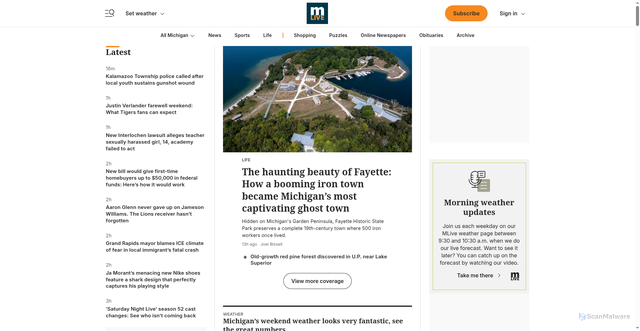 Security scan screenshot of https://www.mlive.com