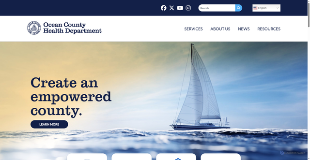Security scan screenshot of oceancountyhealth.gov