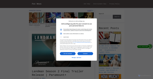 Security scan screenshot of https://nehrucollege.org/landman-season-2-final-trailer-release-paramount/