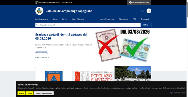 Security scan screenshot of https://www.comune.campolongotapogliano.ud.it