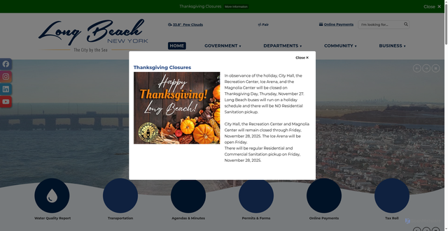 Security scan screenshot of https://www.longbeachny.gov/