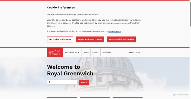 Security scan screenshot of https://www.royalgreenwich.gov.uk/