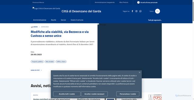 Security scan screenshot of https://www.comune.desenzano.brescia.it/