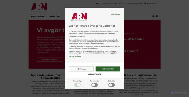 Security scan screenshot of https://www.arn.se/