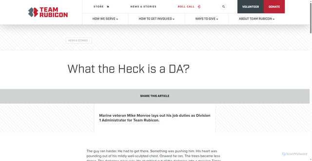 Security scan screenshot of https://teamrubiconusa.org/news-and-stories/what-the-heck-is-a-da/
