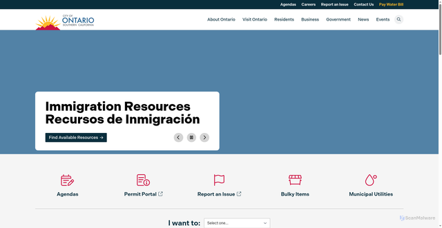 Security scan screenshot of https://www.ontarioca.gov/