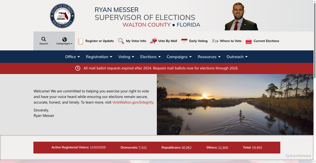 Security scan screenshot of https://votewalton.gov/