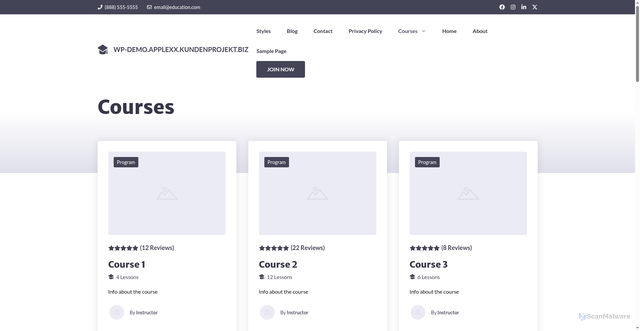 Security scan screenshot of https://wp-demo.applexx.kundenprojekt.biz/?p=35209