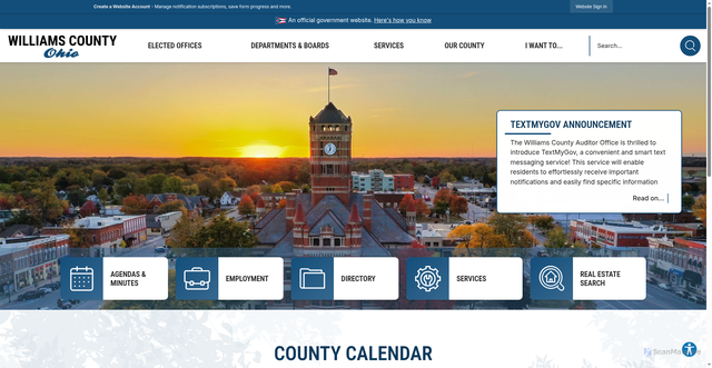 Security scan screenshot of https://williamscountyoh.gov/