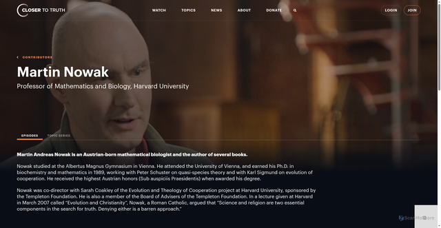 Security scan screenshot of https://closertotruth.com/contributor/martin-nowak/
