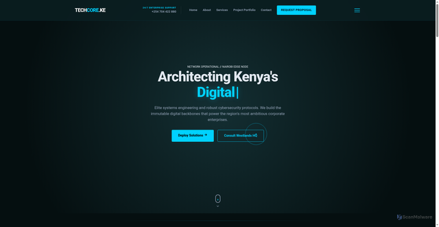 Security scan screenshot of https://techcore-kenya-r5l4pxzk6i.edgeone.app/