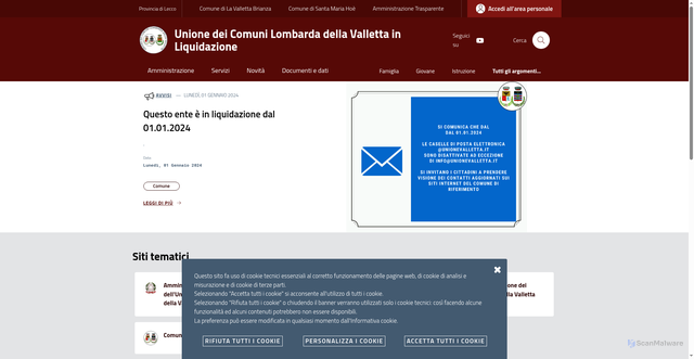 Security scan screenshot of https://www.unionevalletta.it/