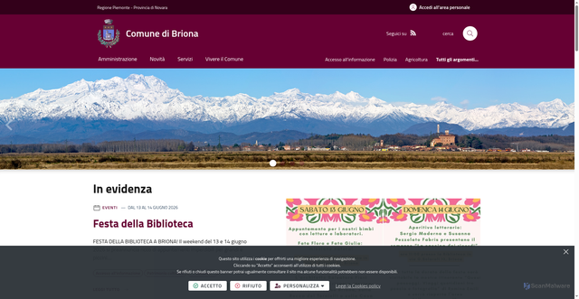 Security scan screenshot of https://www.comune.briona.no.it