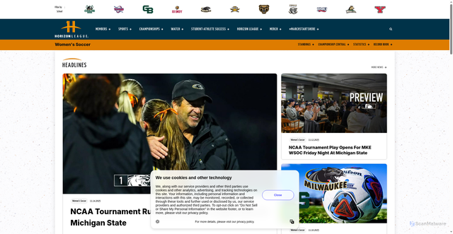 Security scan screenshot of https://horizonleague.org/index.aspx?path=wsoc
