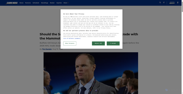 Security scan screenshot of https://sabrenoise.com/should-the-sabres-target-another-blockbuster-nhl-trade-with-the-mammoth-01k31pa4qfyy