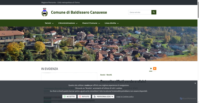 Security scan screenshot of https://www.comune.baldisserocanavese.to.it/it-it/home