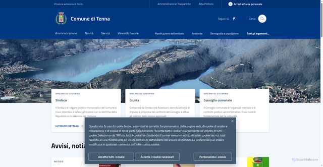 Security scan screenshot of https://www.comune.tenna.tn.it/