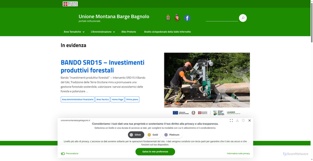 Security scan screenshot of https://www.unionemontanabargebagnolo.it/