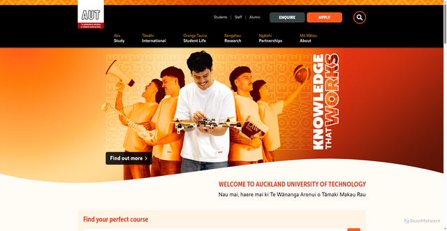 Security scan screenshot of https://www.aut.ac.nz/