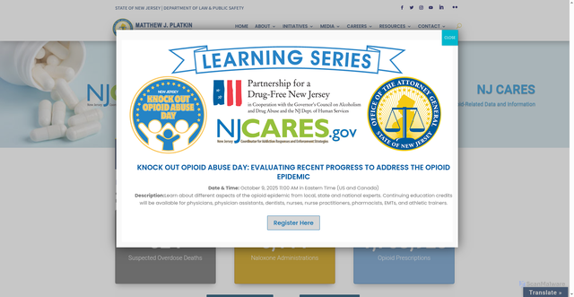 Security scan screenshot of https://www.njoag.gov/programs/nj-cares/