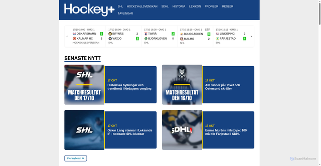 Security scan screenshot of https://hockeyplus.se