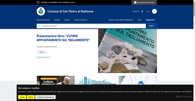 Security scan screenshot of https://www.comune.sanpietroalnatisone.ud.it/