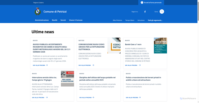 Security scan screenshot of https://comune.petrizzi.cz.it