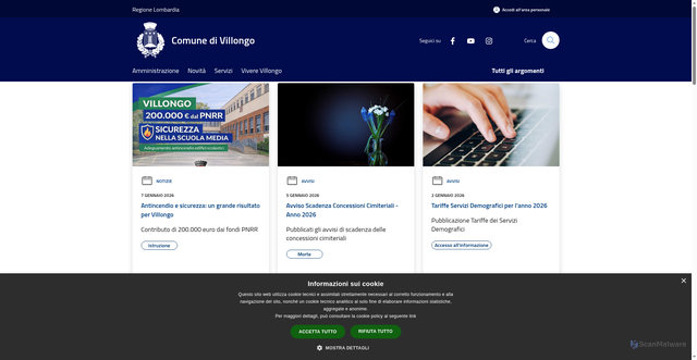 Security scan screenshot of https://www.comune.villongo.bg.it/it