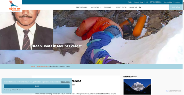 Security scan screenshot of https://alpineecotrek.com/blog/green-boots-in-mount-everest