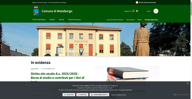 Security scan screenshot of https://www.comune.malalbergo.bo.it/it-it/home