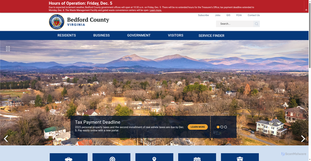 Security scan screenshot of https://www.bedfordcountyva.gov/