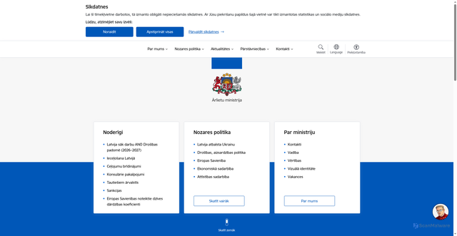 Security scan screenshot of https://www.mfa.gov.lv/lv