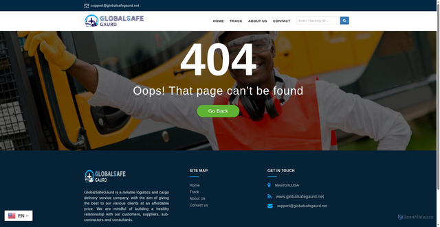 Security scan screenshot of https://globalsafegaurd.net/404