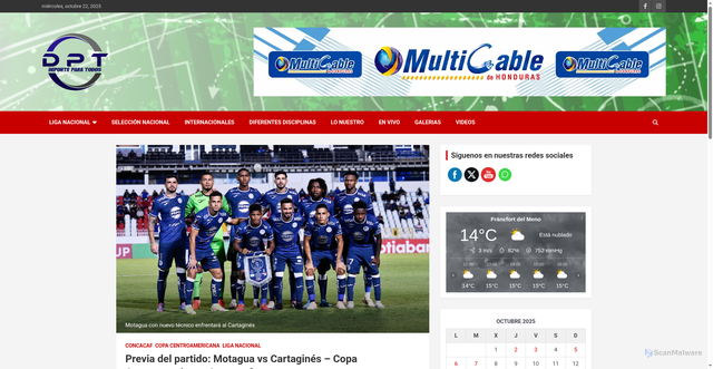 Security scan screenshot of https://dpthn.com/5108/previa-del-partido-motagua-vs-cartagines-copa-centroamericana-concacaf.html