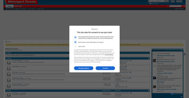Security scan screenshot of https://motorsportforums.com