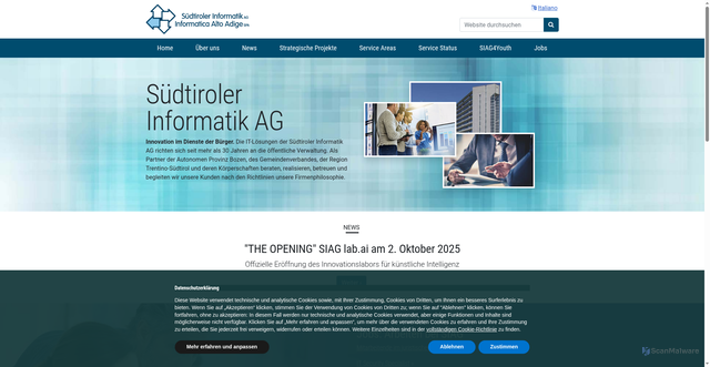 Security scan screenshot of https://www.siag.it/