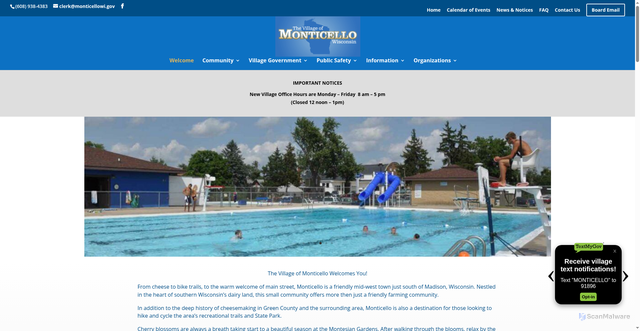 Security scan screenshot of https://vi.monticello.wi.us/