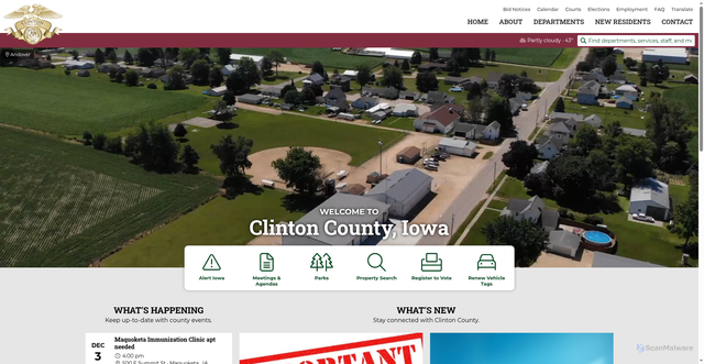 Security scan screenshot of https://clintoncounty-ia.gov/