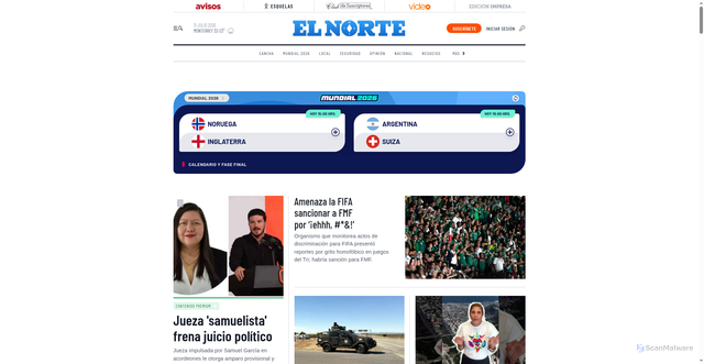 Security scan screenshot of https://www.elnorte.com