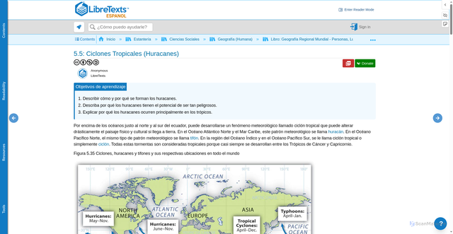 Security scan screenshot of https://espanol.libretexts.org/Bookshelves/Ciencias_Sociales/Geografia_(Humana)/Libro%3A_Geograf%C3%ADa_Regional_Mundial_-_Personas%2C_Lugares_y_Globalizaci%C3%B3n/05%3A_Am%C3%A9rica_Media/5.05%3A_Ciclones_Tropicales_(Huracanes)