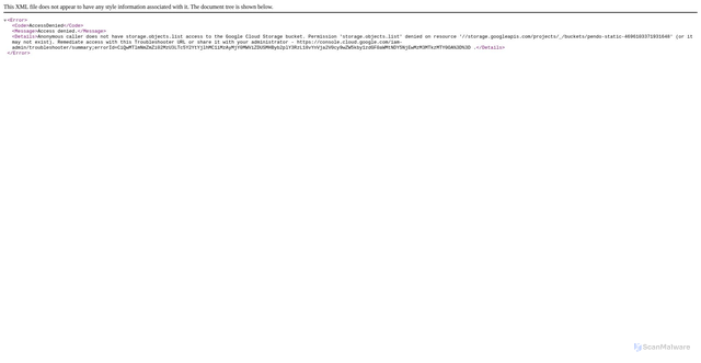 Security scan screenshot of pendo-static-4696103371931648.storage.googleapis.com