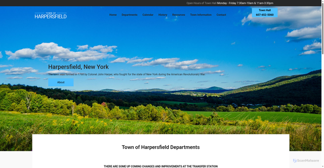 Security scan screenshot of https://townofharpersfield.gov/