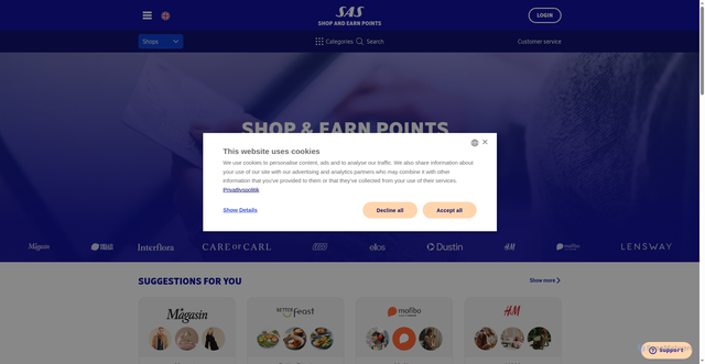 Security scan screenshot of https://onlineshopping.flysas.com/