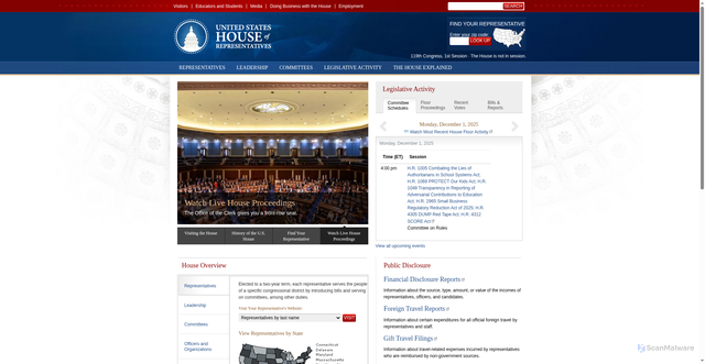 Security scan screenshot of https://www.house.gov/